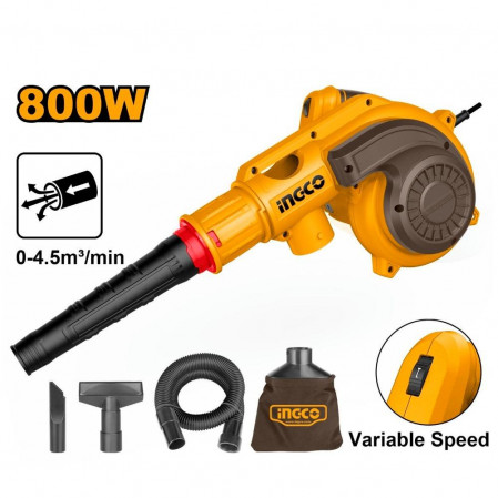 Воздуходувка сетевая 800 Вт, 15000 об/мин, INGCO AB8038 INDUSTRIAL