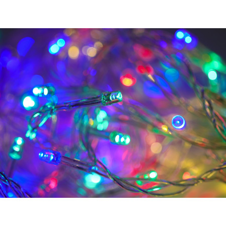 Гирлянда-нить 120LED RGB 8м, 8 реж.,прозр.провод с вилкой 220V IP20 Ecola N2YM08ELC