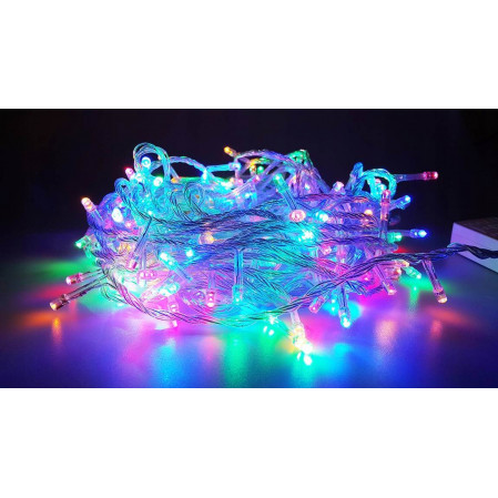 Гирлянда-нить 160LED RGBW 10м БАЗА блок питания соед. до10шт., 8реж.прозр.IP44 Ecola N5YM10ELC