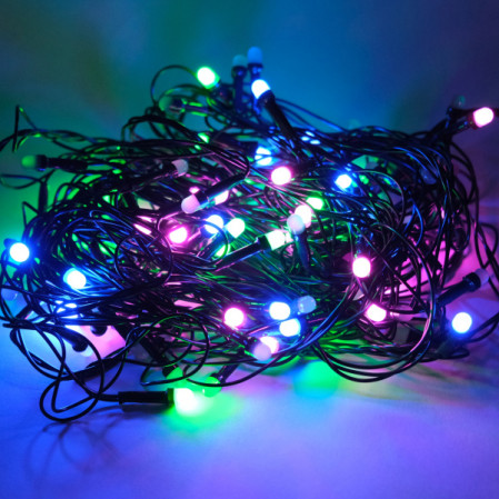 Гирлянда-нить "Минишарики" 100LED разноцв. 9м., 8реж., провод зеленый SE-MINI-110M Funray