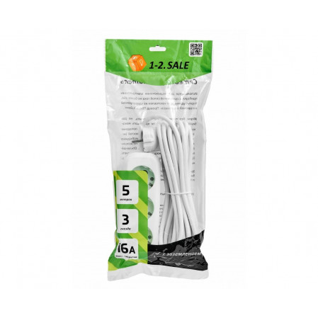 1-2.SALE сет. удл. ПВС 3х1 3роз. 5м 16А земля (корпус АБС-пластик) 860474