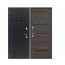 Дверь металлическая FLYDOORS Аркан МОККО Букле Черный Ларче шоколад/Черное стекло 960*2050 Левая