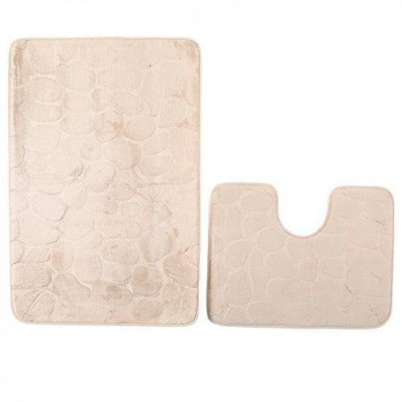 Коврик для ванной набор 60*90/60*45 см камни бежевый/серый Baizheng BZ-YH602-9/7
