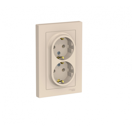 Systeme Electric AtlasDesign роз. СУ 2 мест. беж. (пл.осн., земля) ATN000224