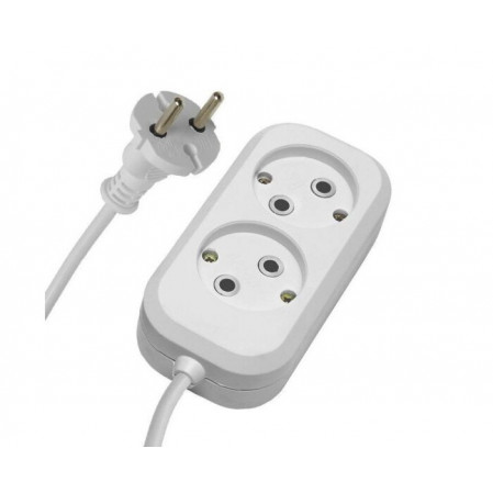 Сетевой удлинитель, ПВС 2*0,75, 2 роз. белый, 5м 10А/2,2кВт, STEKKER Home HM01-20-05 39203
