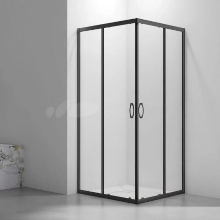 VECONI RV101B-90-01-C4 душевое ограждение 900х900х1900 мм, прозрачное стекло, чёрный профиль