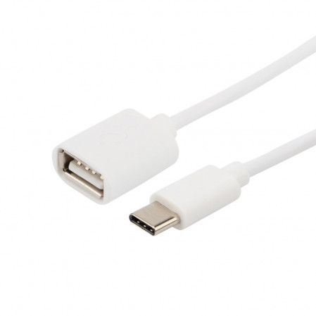 Кабель OTG Type C на USB/2,4А/PVC/white/15cm, REXANT