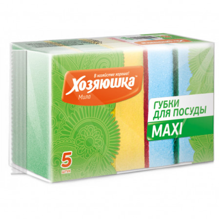 Губка для посуды "ХОЗЯЮШКА Мила MAXI" 5шт