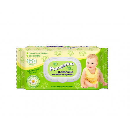 Салфетки влажные Pamperino №120 детские с клапаном 72175, 47535