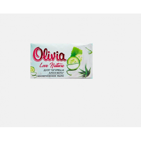 ALVIERO Мыло туалетное твердое "Olivia Love Nature & Fruttis" Дует "Огурец и алоэ вера", 140гр