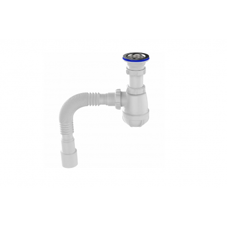 Сифон для мойки 1 1/2"х40 прямоточный с мет.реш. с г.т. 40х Aquant  UB0115-30-MR