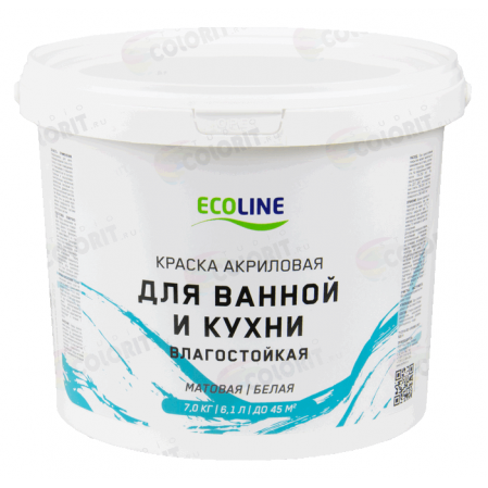 Краска ECOLINE для ванной и кухни 7 кг  22220