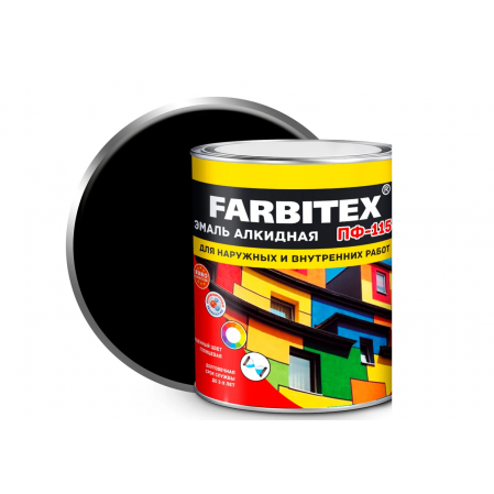 Эмаль ПФ-115 алк. черная 1,8 кг FARBITEX УЦЕНКА