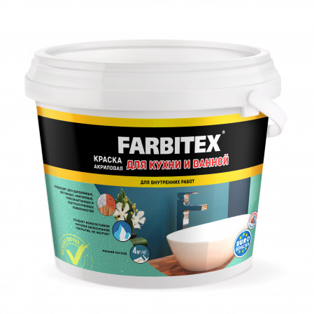 Краска ВДК для кухни и ванной 13,0 кг., FARBITEX