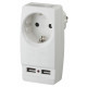 Разветвитель 1 роз. 16А+2 USB 2000mA белый, земля SP-1e-USB-W