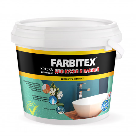 Краска ВДК для кухни и ванной 3,0 кг., FARBITEX