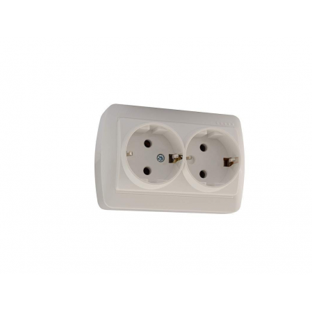Роз. ОУ 2 мест. 16А (земля) бел. (основание PBT, корпус PC) Lezard DEMET 711-0200-127