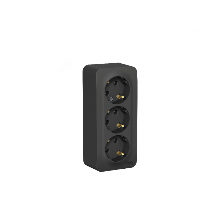 Systeme Electric BLANCA роз. ОУ 3мест. 16А антрацит (пл.осн., земля, изол.пл.) BLNRA010316