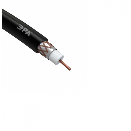 R-64-PE100 ЭРА Кабель коаксиальный RG-6U, 75 Ом, Cu/(оплётка Cu 64%), PE, чёрный