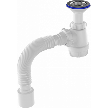 Сифон для мойки 1 1/2"*40 с удл горл-й с мет.реш. с прям. трубой 40 Aquant B0615-30-MR