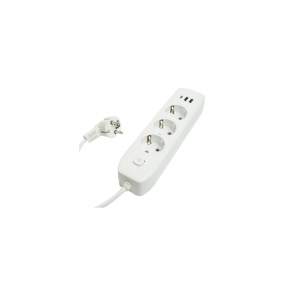 Сетевой фильтр ПВС 3*1 4роз. с/з белый 3м 10А 2USB+1Type-C Home 49978