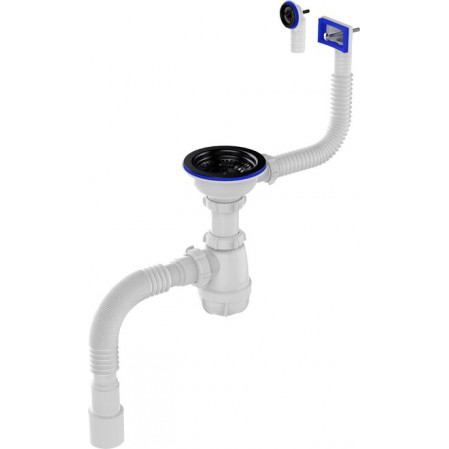 Сифон для мойки 3 1/2"*40 с черн мет.реш., прямоуг/кругл пер-ми 40*40/50 Aquant B0188-20-MR