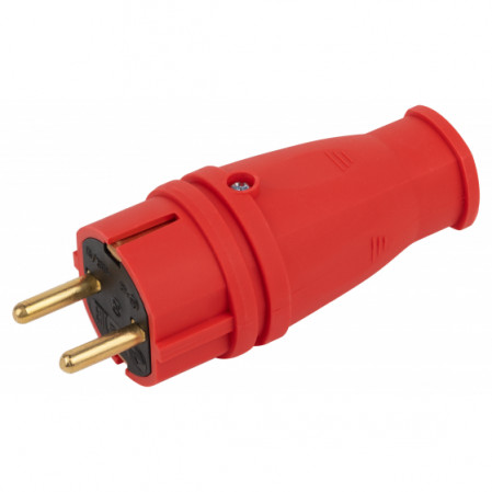 Вилка с/з прямая 16А VX10-R-IP44 прямая красная