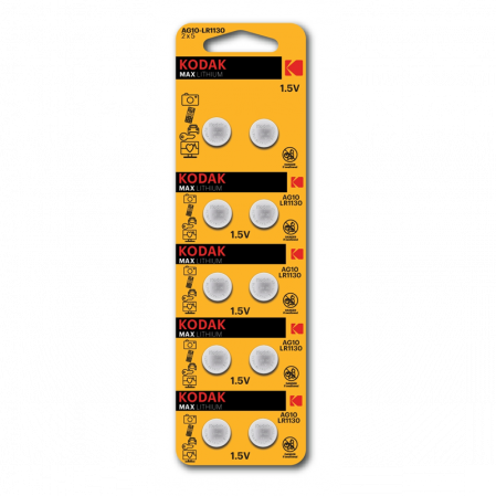 Батарейка Kodak AG10 LR1130, LR54 [KAG10-10] MAX Button Cell (ЦЕНА ЗА ШТ.)