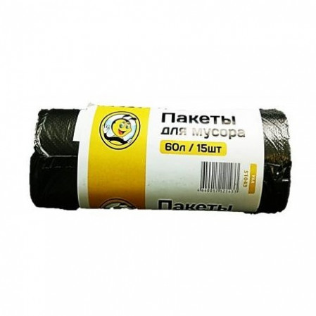 Пакеты для мусора "Жу-Жу" 60л, 15шт. в рулоне