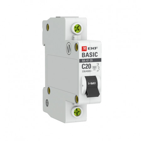 Авт.выключатель. EKF Basic BA47-29 1P 20A хар-ка С