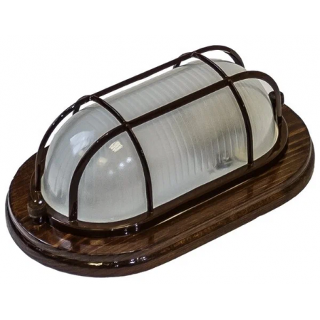 Св-к банник овал Кантри (клен) дерево/стекло решет. Е27 60W 232*140*88 IP54 2843