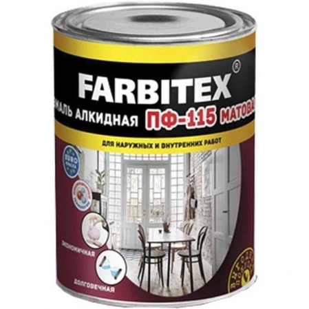 Эмаль ПФ-115 алк. белая матовая  5кг FARBITEX