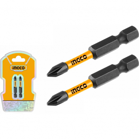 Бита PH1 50мм, ударная, магнитная, 2 шт, INGCO SDBIM71PH150 INDUSTRIAL