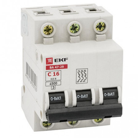 EKF Basic автоматический выкл. ВА47-29 3P 25А хар-ка C 4,5кА mcb4729-3-25C