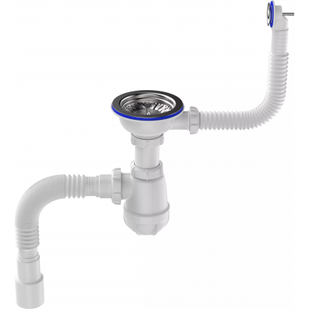 Сифон для умывальника 1 1/2"*40 с отводом с/м и переливом с г.т. 40х40 Aquant, арт.B0005-25-MR