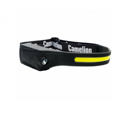 Camelion фонарь налобный LED5383 (3xAAA не в/к) COB+LED 3W(170lm) 6K 4 реж, черн, эласт.ремешок, BL