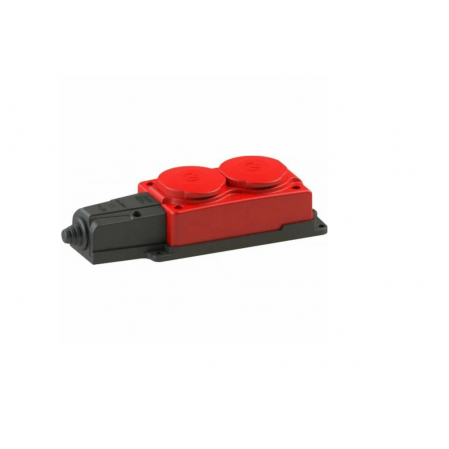 Колодка ОУ двойная 2 гн. с загл. каучук 2P+PE 1x16A 220-240V IP54 красный NE-AD 4122