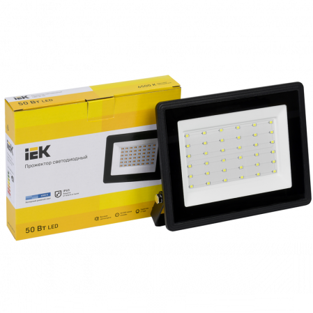 Прожектор светодиодный 50Вт, IP65 6500K, черный , 89-0-655