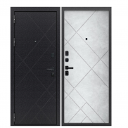Дверь металлическая FLYDOORS Аркан Призма Букле Черный Бетон снежный 860*2050 Левая