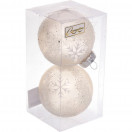 Набор пластиковых шаров d-8 см 2 шт Snow Sand light champagne SHINE Серпантин 201-1989