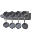 Колодка ОУ четверная 4 гн. с загл. каучук 2P+PE 1x16A 220-240V IP54 черн. NE-AD 4104