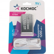 Аккумулятор крона Li-ion 9В 1200мВт.ч КОСМОС KOCLi9V1200mAh1BL