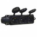 Колодка ОУ тройная 3 гн. с загл. каучук 2P+PE 1x16A 220-240V  IP54 NE-AD 4103