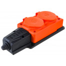 Колодка ОУ двойная 2 гн. с загл. каучук 2P+PE 1x16A 220-240V IP54 оранж NE-AD 4112